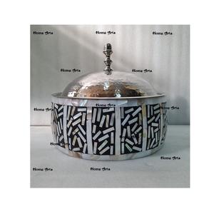 Marmite de nourriture de taille personnalisée de forme ronde plat de casserole de service de nourriture d'hôtel de nacre de qualité de luxe avec le couvercle en acier - Product Image 1