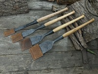 Lot de 4 Ciseaux de Charpente Tranchants en Acier Carbone Trempé Forgé à la Main, Manche en Frêne Avec Étui