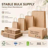 Bolsa de Papel con Asa Retorcida para Cafetería, Bolsa Kraft Personalizada con Logotipo para Llevar, Embalaje Reciclable para Servicios de Alimentación, Proveedor Mayorista OEM
