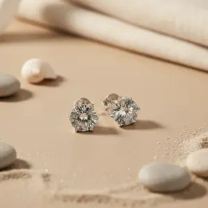 ต่างหูเพชรโรสโกลด์สำหรับผู้หญิง ดีไซน์ผีเสื้อและดอกไม้สุดอินเทรนด์ เงินแท้ 925 ชุบทอง 14k หรือ 18k - Product Image 1