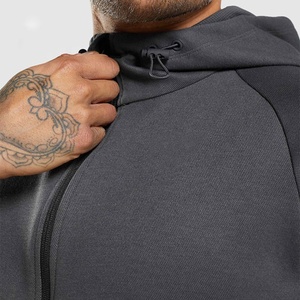 Raglan manga cremallera completa con capucha Fitness al aire libre invierno Breaker impermeable poliéster hombres Fitness chaqueta - Product Image 3