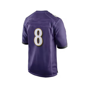 เสื้อฟุตบอลสีม่วงแบบกำหนดเองสำหรับผู้ชาย หมายเลข 8 คอวี แขนสั้น ระบายเหงื่อได้ดี ชุดอเมริกันฟุตบอลสำหรับผู้ใหญ่ - Product Image 3