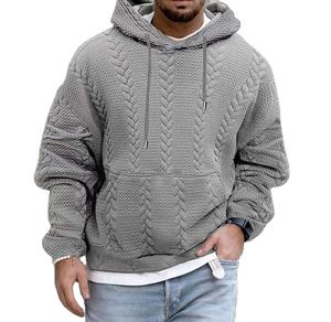 Sudadera Casual para Hombre, Cálida, Corte Regular, Tejida, con Capucha, Mezcla de Algodón y Poliéster, Manga Larga, Textura Suave, Color Verde Otoño Digital - Product Image 1