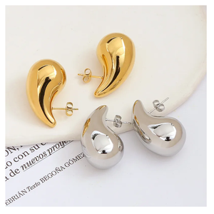 High Quality 18K PVD Gold Plated Stainless Steel <b>Hoop</b> <b>Earring</b> Lightweight Waterproof Ball Hollow <b>Fashionable</b> Stud <b>Earrings</b> - Product Image 1