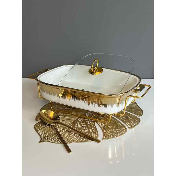 White Gold Heating Rectangular Pot Large