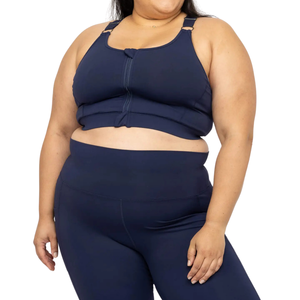 Soutien-gorge de sport à compression pour femmes rondes, soutien-gorge de yoga grande taille à maintien élevé, fermeture éclair sur le devant, bretelles réglables - Product Image 5