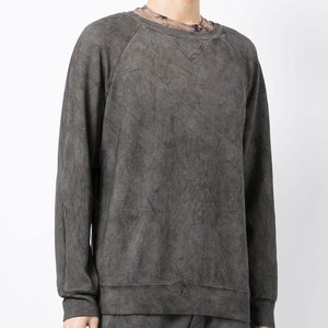 Sudadera de cuello redondo para hombre, Jersey interior de algodón, jersey de cuello redondo de peso pesado, sudadera de lavado ácido para hombre - Product Image 2