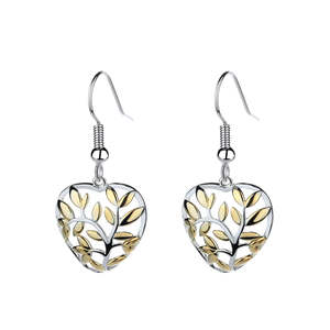 Orecchini Pendenti a Cuore Floreale in Oro 18K e Argento Sterling per Regali - Product Image 2