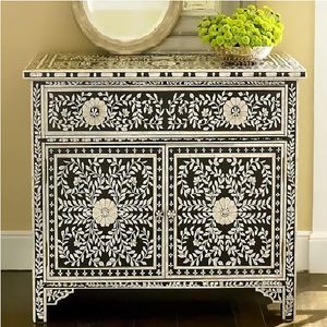 Tabouret de table console moderne pour la maison et l'école incrustation d'os naturel avec rangement pour chambre à coucher salon salle de bain utilisation hôtelière ARTISAN AURA - Product Image 4