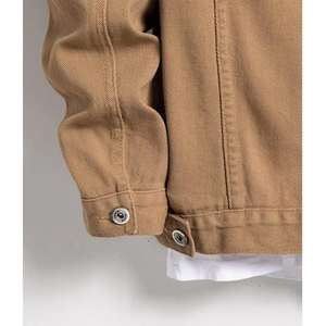 Veste en jean pour homme, couleur marron unie, tissu respirant, grammage lourd, manches longues, boutonnée, légère, meilleur prix - Product Image 3