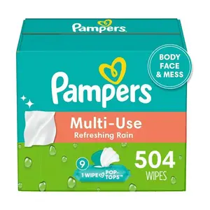 Pampers bé lau đa sử dụng làm mới thực vật mưa 9X lật đầu gói 504 đếm