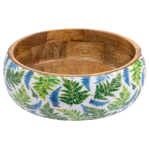 Bol en bois rond émail imprimé bleu 4 pièces bol vaisselle ménage vaisselle saladier - Product Image 2