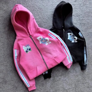 Unisex Custom Distressed <b>Zip</b> <b>Vintage</b> Washed Boxy Cropped Oversized <b>Hoodies</b> Heavy Cotton Graphic Embroidered Print Drop Shoulder - Product Image 1