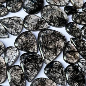 พลอยควอตซ์พลอยเทียมสีดำธรรมชาติ100% อัญมณีอัญมณีทรงหลวมสำหรับการรักษา - Product Image 1