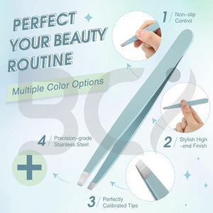 Pinzas de Cejas Profesionales Personalizadas de Acero Inoxidable con Punta Inclinada, Precisión Duradera para el Vello Facial - Product Image 3