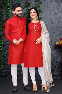 Tenue traditionnelle indienne pour couple, mari et femme, pour les festivals et les fêtes, disponible au prix de gros - Product Image 5