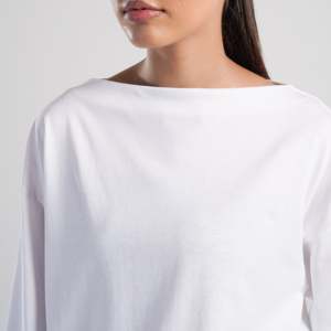 Haut bateau élégant en popeline blanche simple - Product Image 5