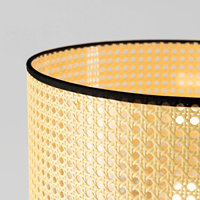 Lampe de table ronde en rotin cylindrique avec des yeux de renard, Lampes fabriquées à partir de matériaux faits à la main, accessoires de décoration pour la maison, vente en gros.