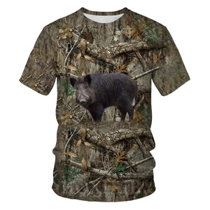 Camiseta de camuflaje de animales 3D transpirable de verano para hombre, lana informal para caza, pesca, cerdo y caza de patos - Product Image 6
