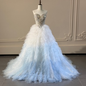 Robe de bal élégante Jancember XS291, style princesse, avec décolleté cœur, ornée de strass, à volants, pour soirée formelle - Product Image 1