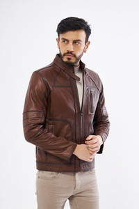 Chaquetas de Cuero para Hombre, Estilo Popular de Otoño, Chaqueta de Cuero para Hombre al por Mayor, Chaqueta de Cuero PU con Cremallera Moderna y Genial para Hombre - Product Image 2