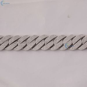 Cadena de eslabones cubanos chapada en oro blanco sólido, cadena de hip hop de moissanita incolora de 22mm para él - Product Image 6