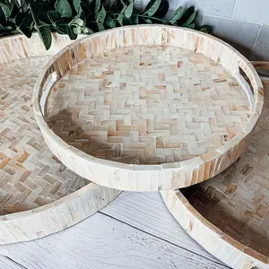 ผลิตภัณฑ์ที่ขายดีที่สุดแม่ของมุกให้บริการถาดที่มีขนาดต่างๆรอบถาดซับสำหรับการจัดเก็บอาหารเช้าเครื่องดื่มตกแต่งบ้าน - Product Image 4