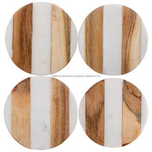 Gran oferta de posavasos de piedra de lujo de alta calidad posavasos de madera de acacia y mármol para bebidas boda HOGAR DE Falak World Export - Product Image 4