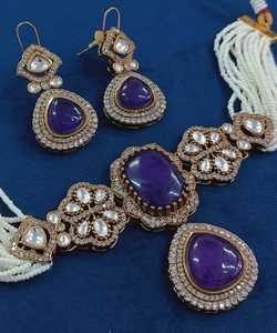 ชุดต่างหูโชกเกอร์ลายทองโบราณมีสไตล์ชุดเครื่องประดับทองเหลืองที่ทันสมัยสำหรับงานแต่งงานวันครบรอบ - Product Image 5