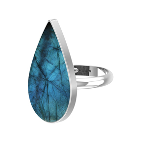 Bague de fiançailles en argent sterling 925, sertie de labradorite, forme trillion, ovale, poire, style classique, cadeau d'énergie positive - Product Image 4