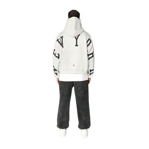 Sudadera con capucha blanca personalizada de alta calidad para hombre Boxy Fit Kangaroo Pocket Organic Terry Fabric Logo Print XS Winter Hooded Top - Product Image 5