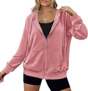 Most Selling <b>Women's</b> <b>Lightweight</b> Hoodies Full Zip Up Oversized <b>Sweatshirts</b> with Pockets Long Sleeve Thin Casual Hooded Jackets - Product Image 2