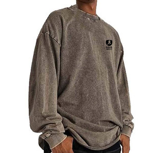 เสื้อสเวตเชิ้ตผู้ชายสไตล์วินเทจ ล้างสีแบบแอซิด แขนยาว คอกลม เนื้อผ้านุ่ม ใส่สบาย เหมาะสำหรับใส่ลำลองและใช้งานในชีวิตประจำวัน - Product Image 4