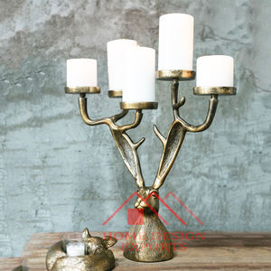 Brass Antique Aluminium <b>Candle</b> Holder Stands for Indoor Home Decor Elegant Brass 5 Arm <b>Candle</b> Stand - Product Image 4