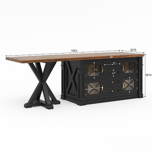 Luxury Customized Two-Tone Modern <b>Kitchen</b> <b>Island</b> Solid Teak Wood Storage Drawers Cabinets Dining - Product Image 3