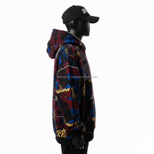 Sudadera con capucha de lana pesada Premium 330GSM, estampado de grafiti colorido, tela de algodón suave, bordado 3D, logotipo personalizado, sudadera básica - Product Image 5