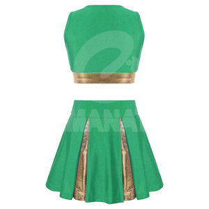 Ensembles jupe et haut deux pièces élastiques, motifs personnalisés, impression par sublimation, uniformes de cheerleading personnalisables, Spandex/Polyester - Product Image 3