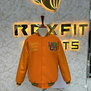High Quality Custom Design Embroidered Wool and Silk Men's Jacket with <b>Covered</b> <b>Button</b> Closure versity jackets Lettermen jackets - Product Image 4