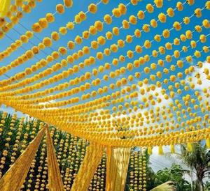 Decoración de Mandap con Caléndula, Decoración Haldi, Guirnalda de Caléndula, Decoración de Techo Diwali Ganpati, Fondo de Escenario de Templo - Product Image 3