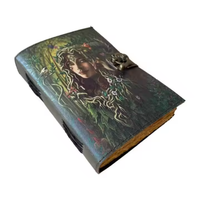 Carnet en cuir véritable Vintage Forest Queen, design nature, couverture rigide, carnet de croquis Wiccan, écriture classique, Noël