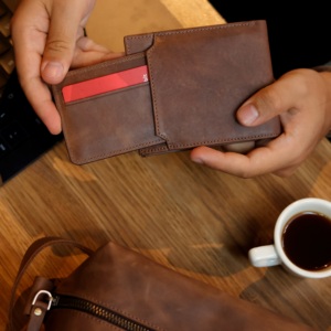 Premium Unisex <b>Slim</b> Business-Style Genuine Leather Cardholder Minimalist RFID Blocking Design Open Closure Durable Short Unisex - Product Image 4