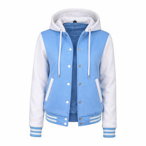 Blouson universitaire personnalisé 2026 pour femme, rose et noir, à capuche, boutonné, style baseball, avec poignets côtelés, streetwear décontracté, veste d'hiver - Product Image 2