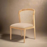 Chaise de salle à manger en teck massif et rotin avec siège rembourré doux et dossier incurvé, écologique, durable, moderne, pour appartement