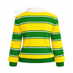 Suéter Cárdigan a Rayas con Cuello en V Profundo y Manga Larga, Ropa de la Hermandad Griega Chi Eta Phi XHP, Venta al por Mayor - Product Image 2