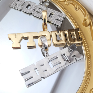 Big Clasp Personalized Baguette <b>Letters</b> Pendant Iced Out Cuban Link Chain Custom Name <b>Necklace</b> Solid Back Nameplate Jewelry - Product Image 6