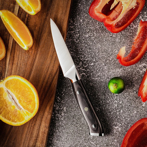 Grandsharp Modern Paring Knives Wood Handle High Carbon Stainless Steel Chef Cutting Fruit Paring Knife with <b>Black</b> Wood Handle - Product Image 2