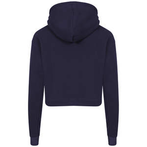 Sweat à capuche zippé en coton de haute qualité, logo personnalisé, streetwear, coupe ajustée, femme, noir, sweat à capuche zippé court - Product Image 5