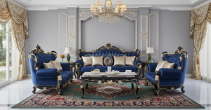 Set di lusso divano damascato rosso con struttura <span class=keywords><strong>in</strong></span> legno intagliato, mobili da soggiorno <span class=keywords><strong>in</strong></span> stile classico europeo, elegante divano e poltrona - Product Image 6