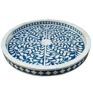 Artisan Aura ถาดเสิร์ฟกาแฟหินอ่อนคุณภาพสูงถาดกลมฝังกระดูกธรรมชาติสำหรับอาหารพรีเมี่ยมราคาไม่แพง - Product Image 3
