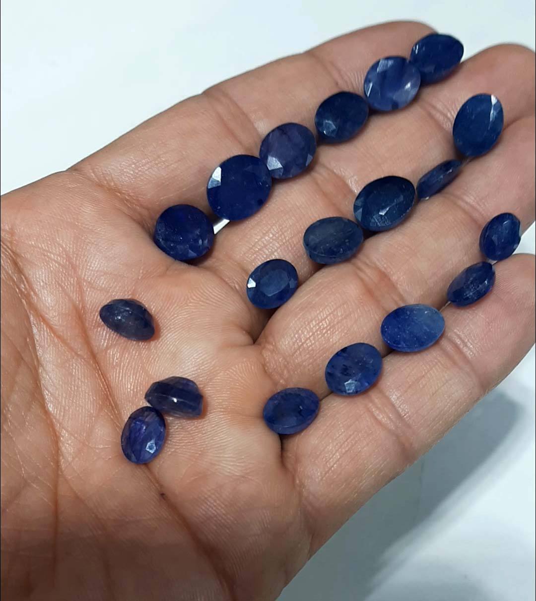 Highest Looking Shiny Gems Oval Faceted Blue Sapphire Stones mm mm  Birthday Gift Jewelry Gems